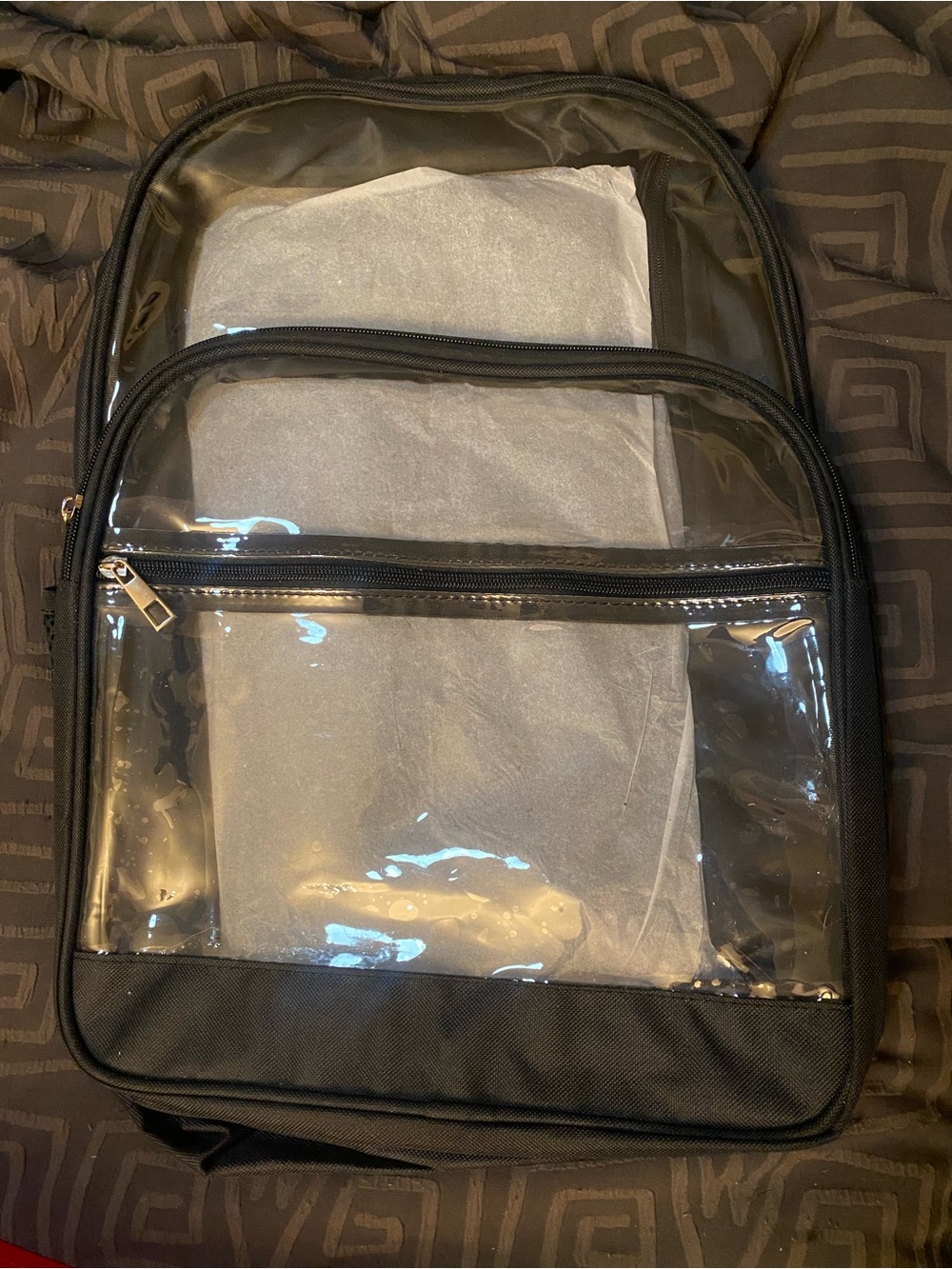 Stadium Approved Clear PVC Full-size Travel Backpack - Black- Brand New